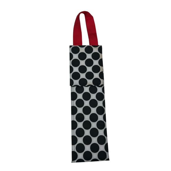 Thirty One White Black Polka Dot Print Insulated Wine Carrier Bag AS IS - Picture 3 of 6